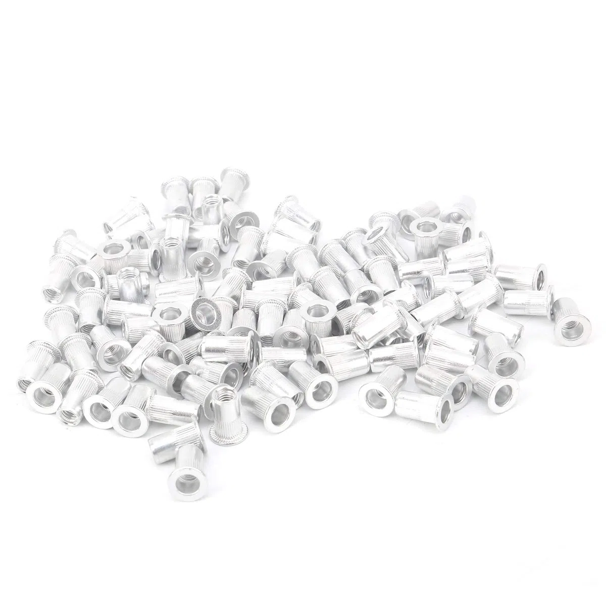 100 Stück M5 Blindnietmuttern Aluminium Flachkopf für Metallplatten Befestigung, Verzinkte Muttern zum Verbinden von Rohren Blechen Hardware-Zubehör robust (100pcs)