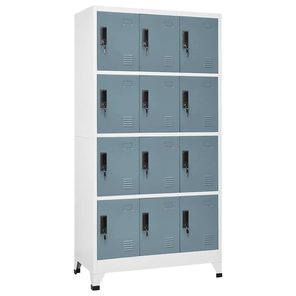 Metall Schließfachschrank 12 Fächer 90x45x180 cm Spind Schrank