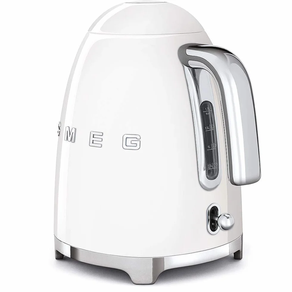 Electric Kettle 1.7L (7 Cup), Retro Hot Water Boiler for Tea & Coffee, Fast Boiling, Auto Shut-Off, Soft Open Lid, 360° Swivel Base Countertop Kettle – White