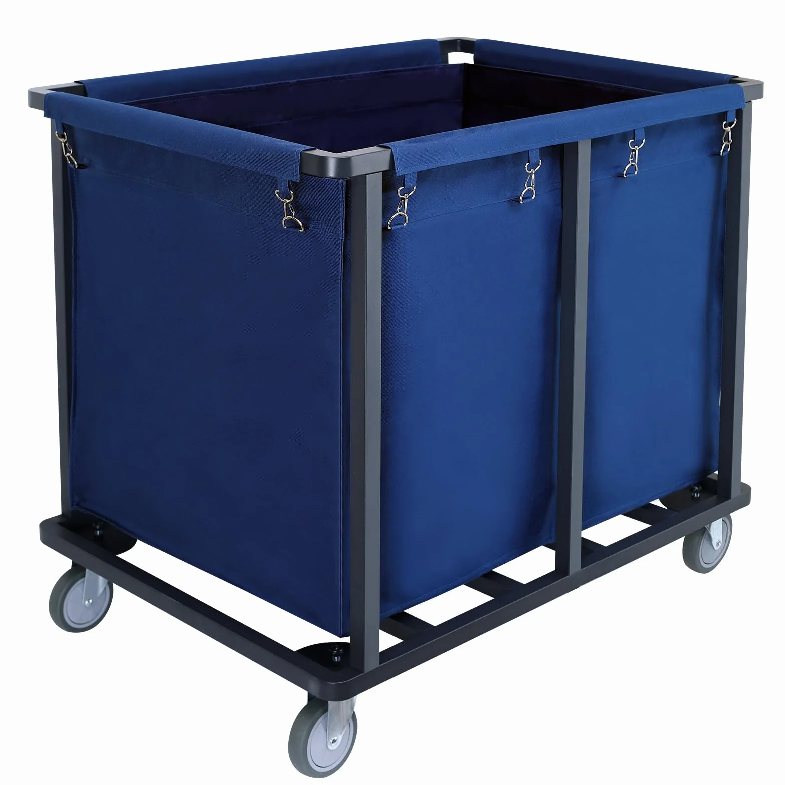 Commercial Laundry Cart with Wheels,400L Blue | 600 lbs Industrial Laundry Cart,Steel Frame and Oxford Cloth Bag,Heavy Duty Rolling Laundry Cart with Wheels for Hotel