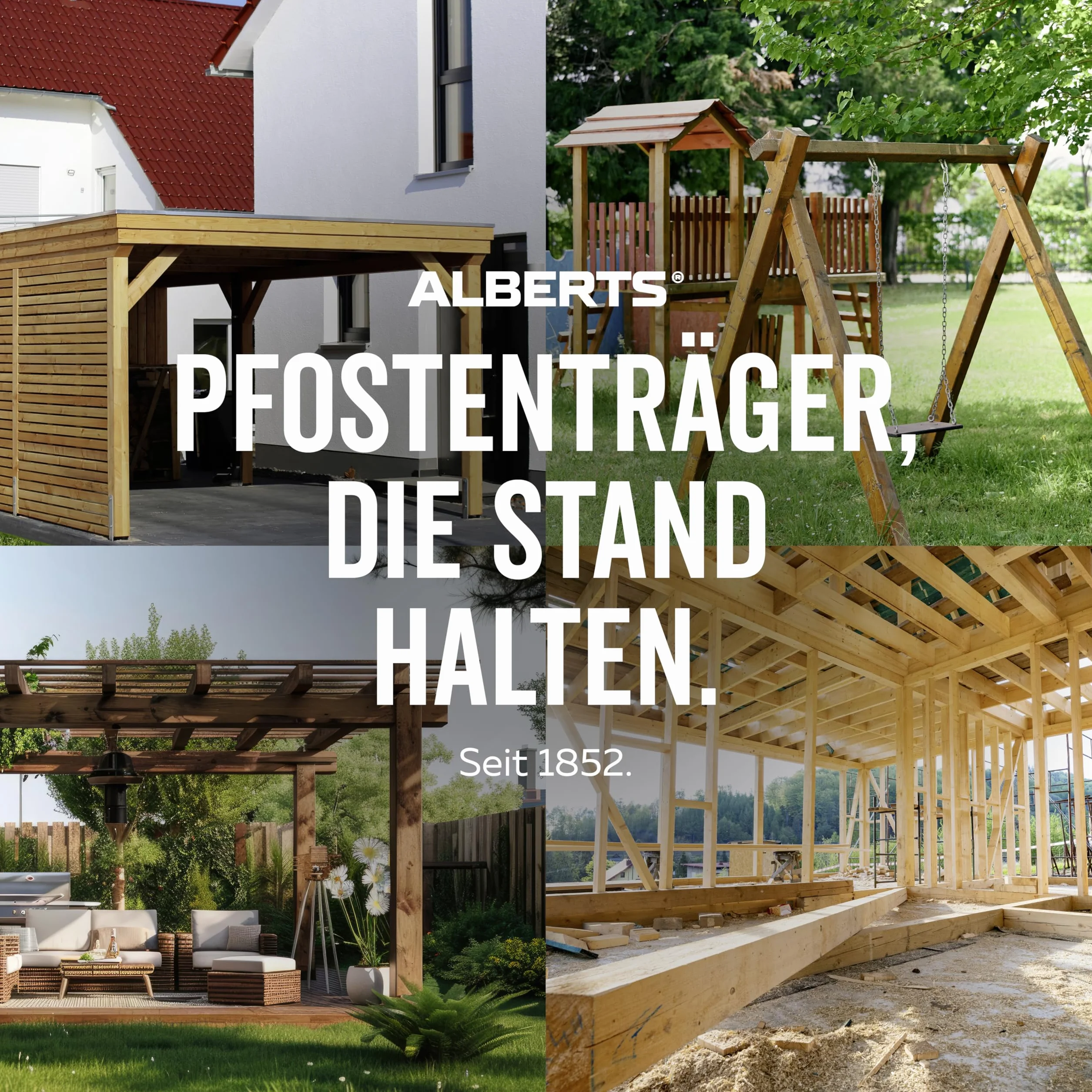 Alberts 218102 Pfostenträger | zum Aufschrauben | galvanisch verzinkt, dickschichtpassiviert | höhenverstellbar 30 - 150 mm | 70 x 70 mm