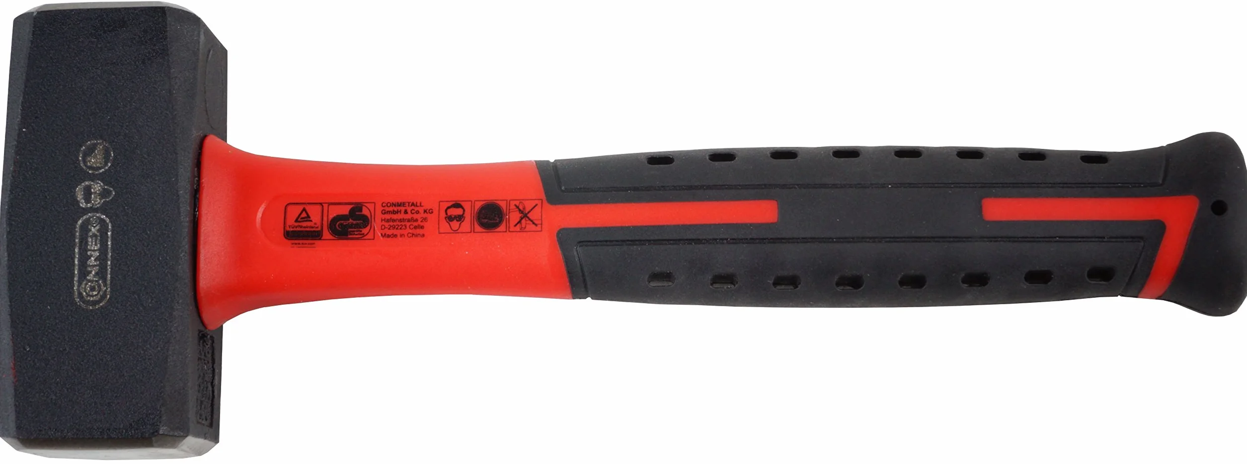 Connex Fäustel 1000 g Glasfaserstiel 2K-Gr. - rot / schwarz - Zwei-Komponentengriff - mit Glasfaserstiel / Hammer / Stahlfäustel / COX623000