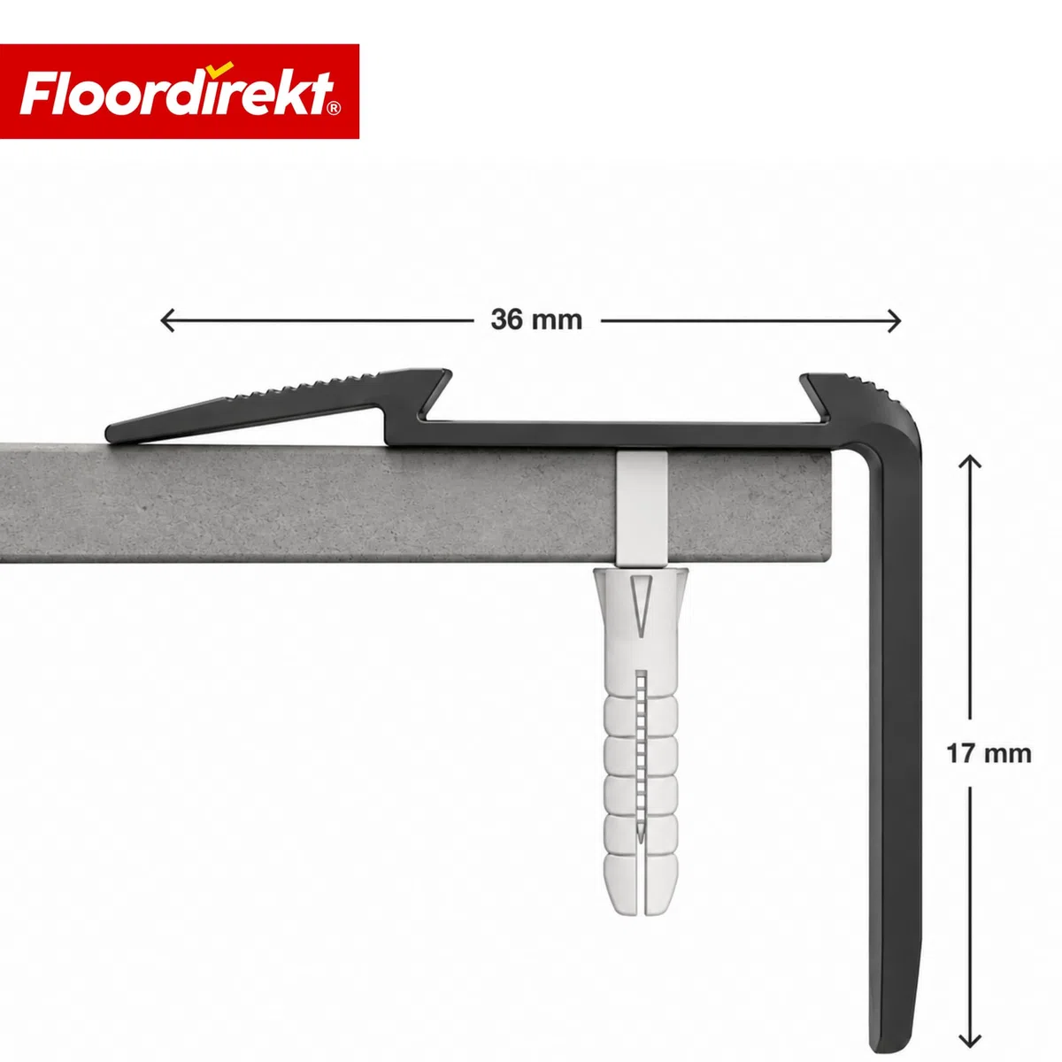 Floordirekt Treppenkantenprofil aus Aluminium 134cm - inkl. Schrauben und Dübeln | Winkelprofil 37mm Breite x 17 mm (Gold) Glory