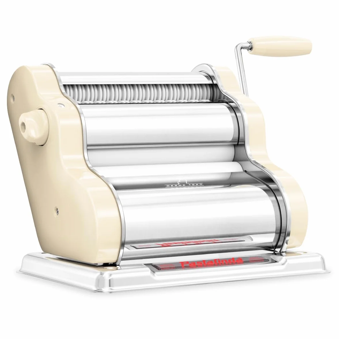 PASTALINDA Classic 200 Pasta Maker Machine, 20 cm Wide Rollers, 9 Thickness Positions, 2 Cutting Positions, Stainless Steel. Includes Reinforced Hand Crank And Two Clamps