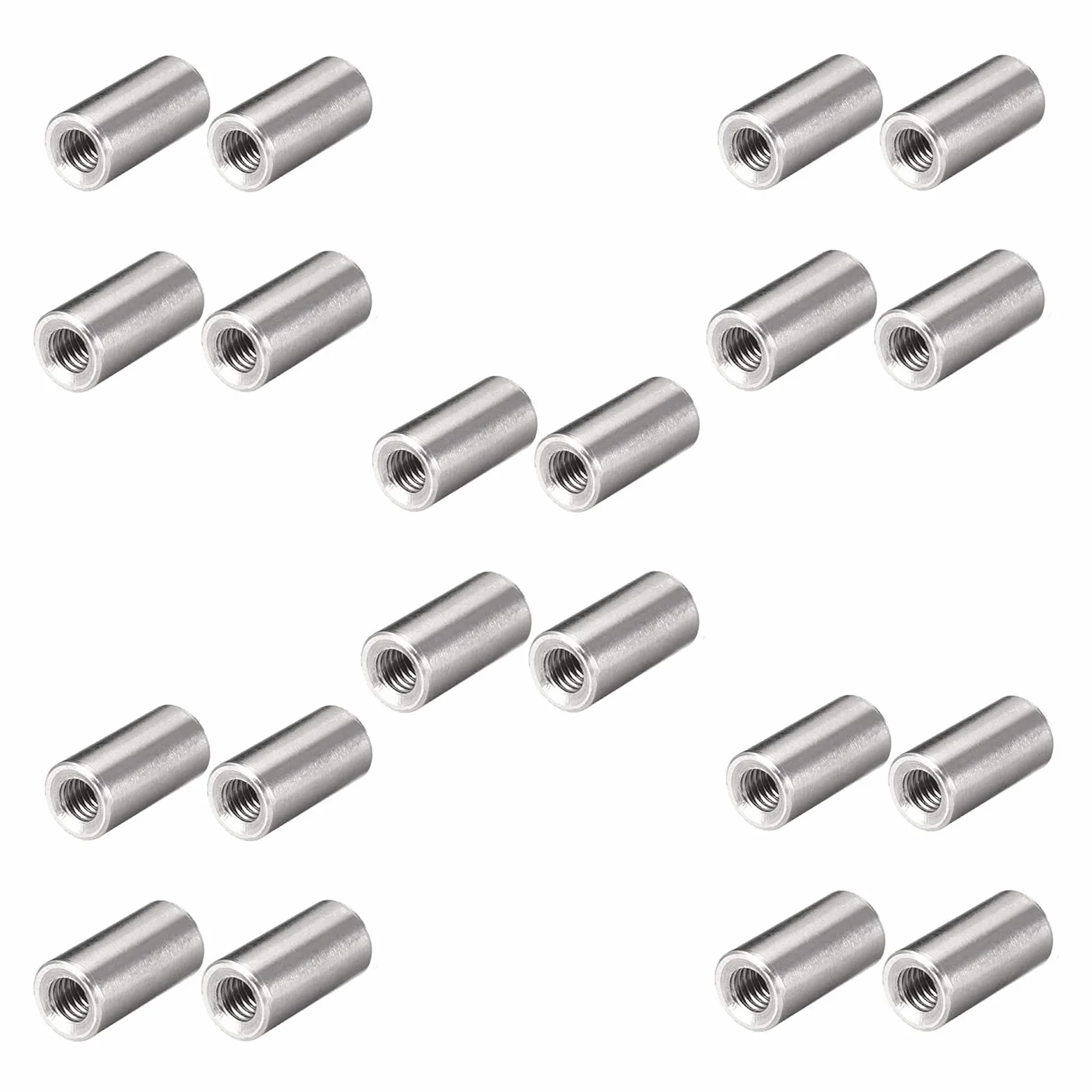 20 Stück M4 6x10mm 304 Edelstahl Mutterverbinder Langmutter Rundverbinder Muttern Innengewinde Stangenbesatz Runde tiefe Mutter