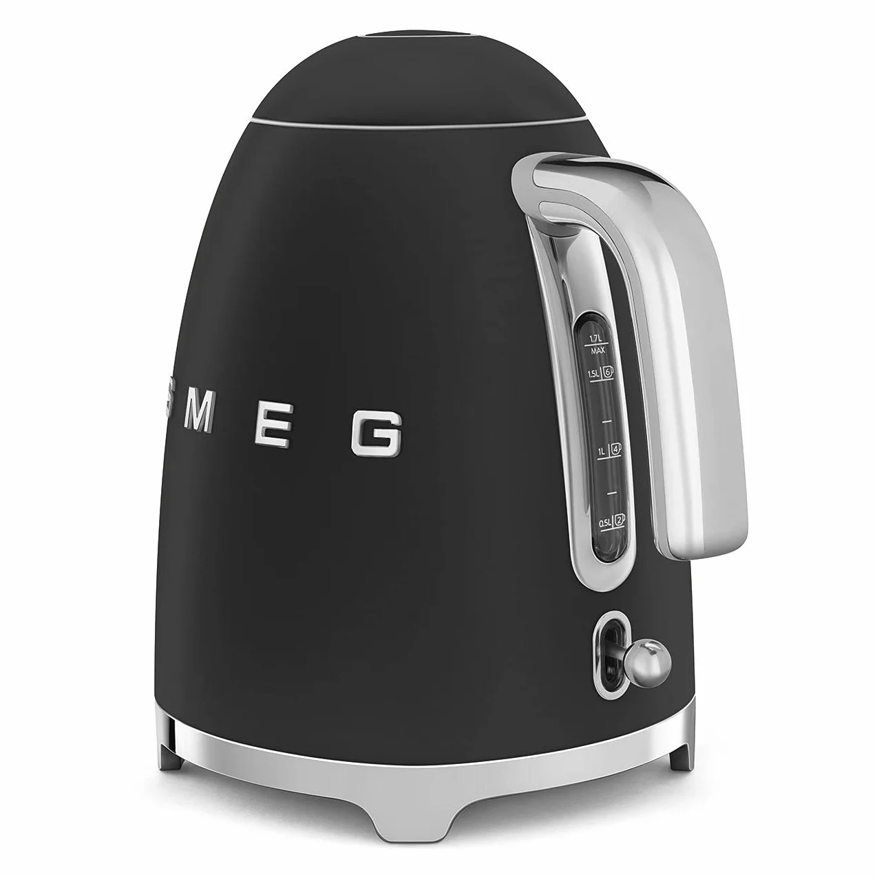Electric Kettle 1.7L (7 Cup), Retro Hot Water Boiler for Tea & Coffee, Fast Boiling, Auto Shut-Off, Soft Open Lid, 360° Swivel Base Countertop Kettle – Matte Black (Renewed)