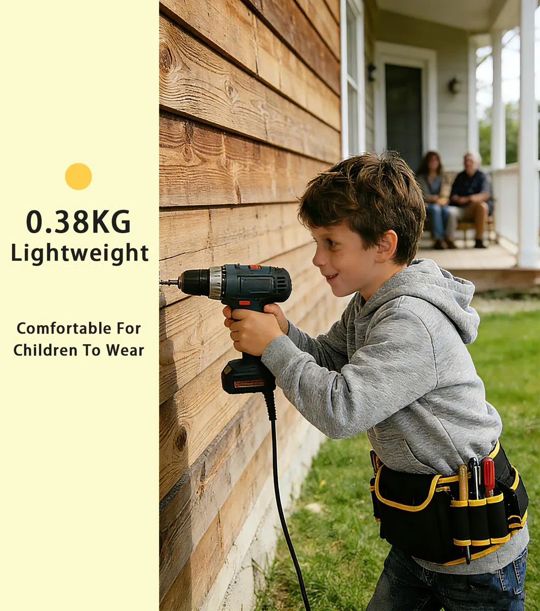 TAKONE Werkzeuggürtel Kinder verstellbar Canvas Taschen Karabiner | verstellbarer Werkzeuggürtel Kinder; Canvas Material; Taschen & Karabiner; Hammerschlaufe; leicht
