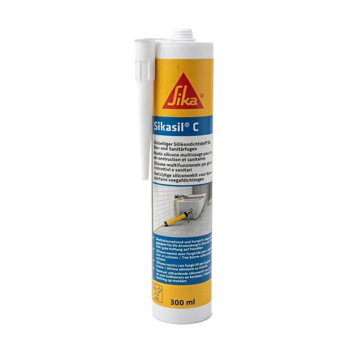 Sika - Sanitär Silikon - Sikasil C - Weiß - Zum Verfugen & Abdichten – Bad & Küche – Wasserdicht – Schimmelresistent – Geruchsarm – 300 ml