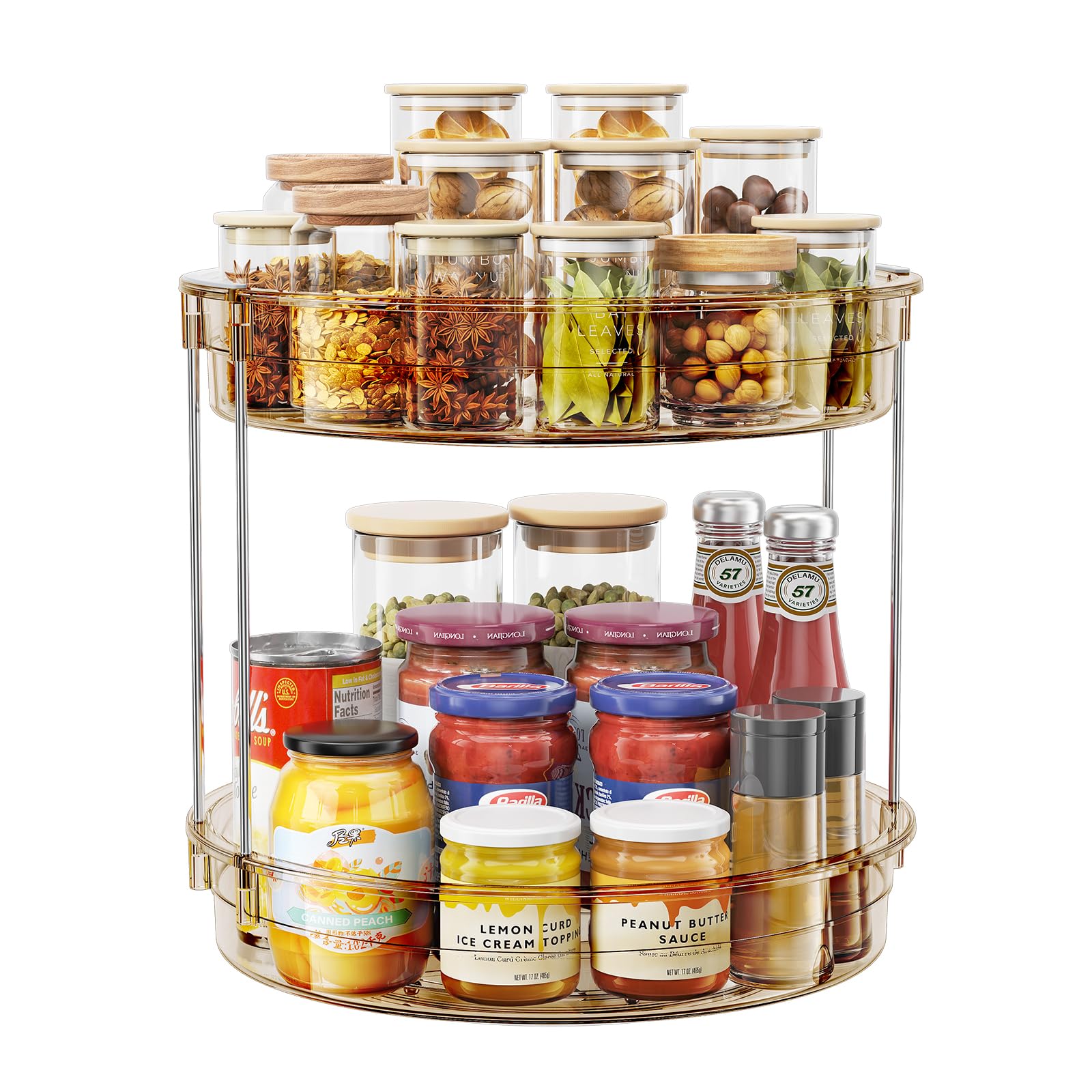 Elegant Two-Tier Rotating Organizer, Grey