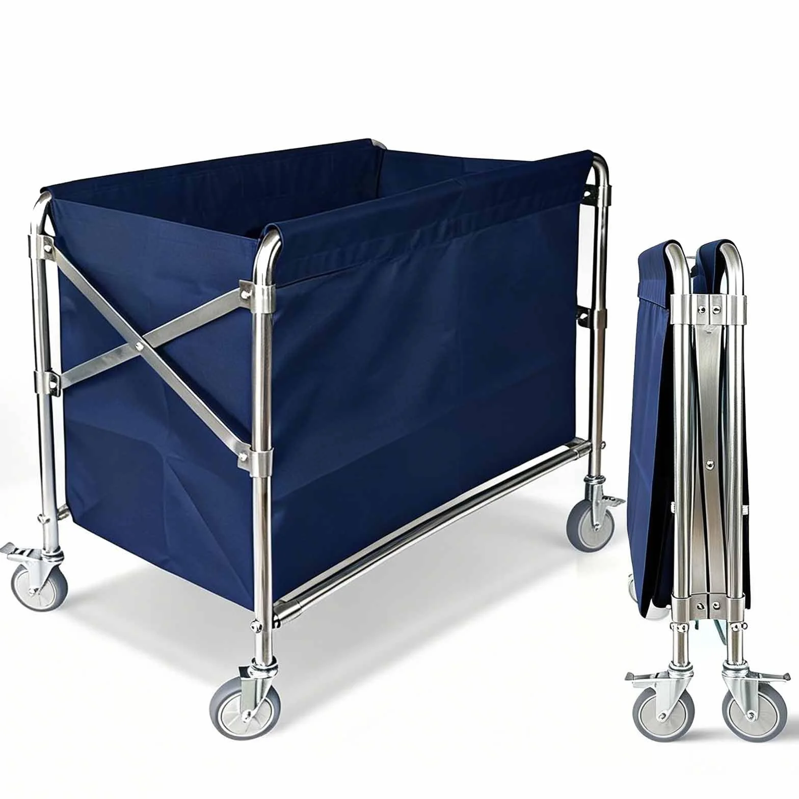 Industrial Laundry Cart with Wheel 12 Bushel (400l) Commercial Collapsible Laundry Hamper Large Heavy Duty Rolling Basket Waterproof Laundry Trucks for Home Organizer Storage