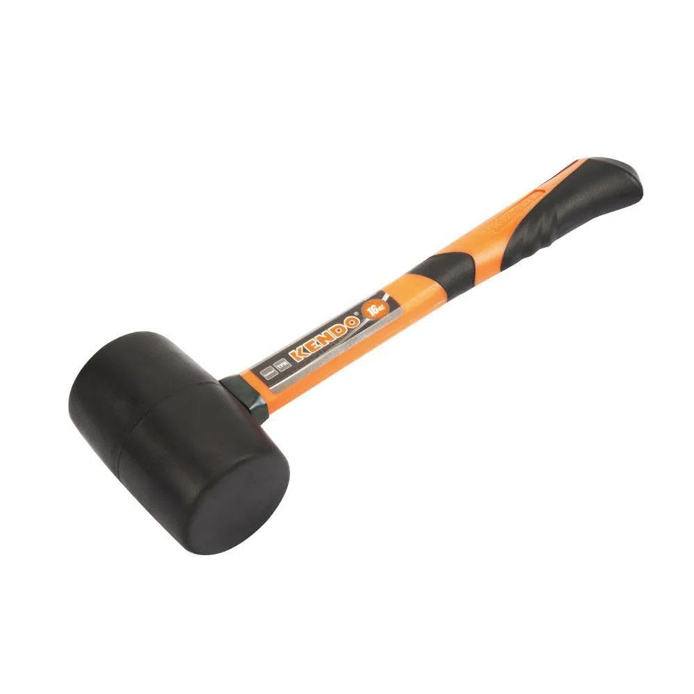 Kendo Gummihammer Schwarz 450g - Schonhammer - Hartgummihammer mit Soft Grip Fiberglasstil