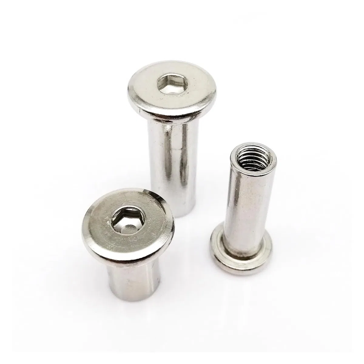M3 M4 M5 M6 M8 M10 304 Stainless Steel Large Flat Hex Hexagon Socket Head Furniture Rivet Connector Insert Joint Sleeve Cap Nut(M6 10pcs,14mm length)