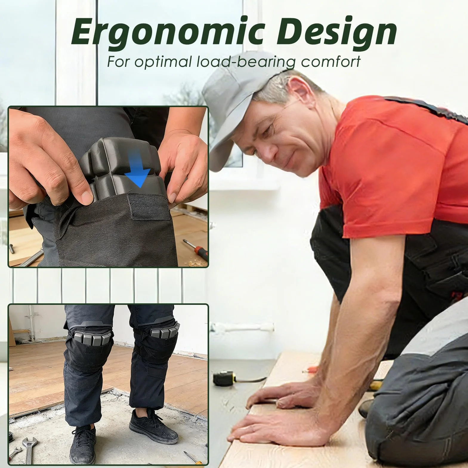 2er-Set Kniepolster für Arbeitshosen – Robuste Knieschoner für sicheren Knieschutz bei Arbeiten auf Baustellen und im Handwerk – Ideal für lange Stunden und ergonomisches Arbeiten