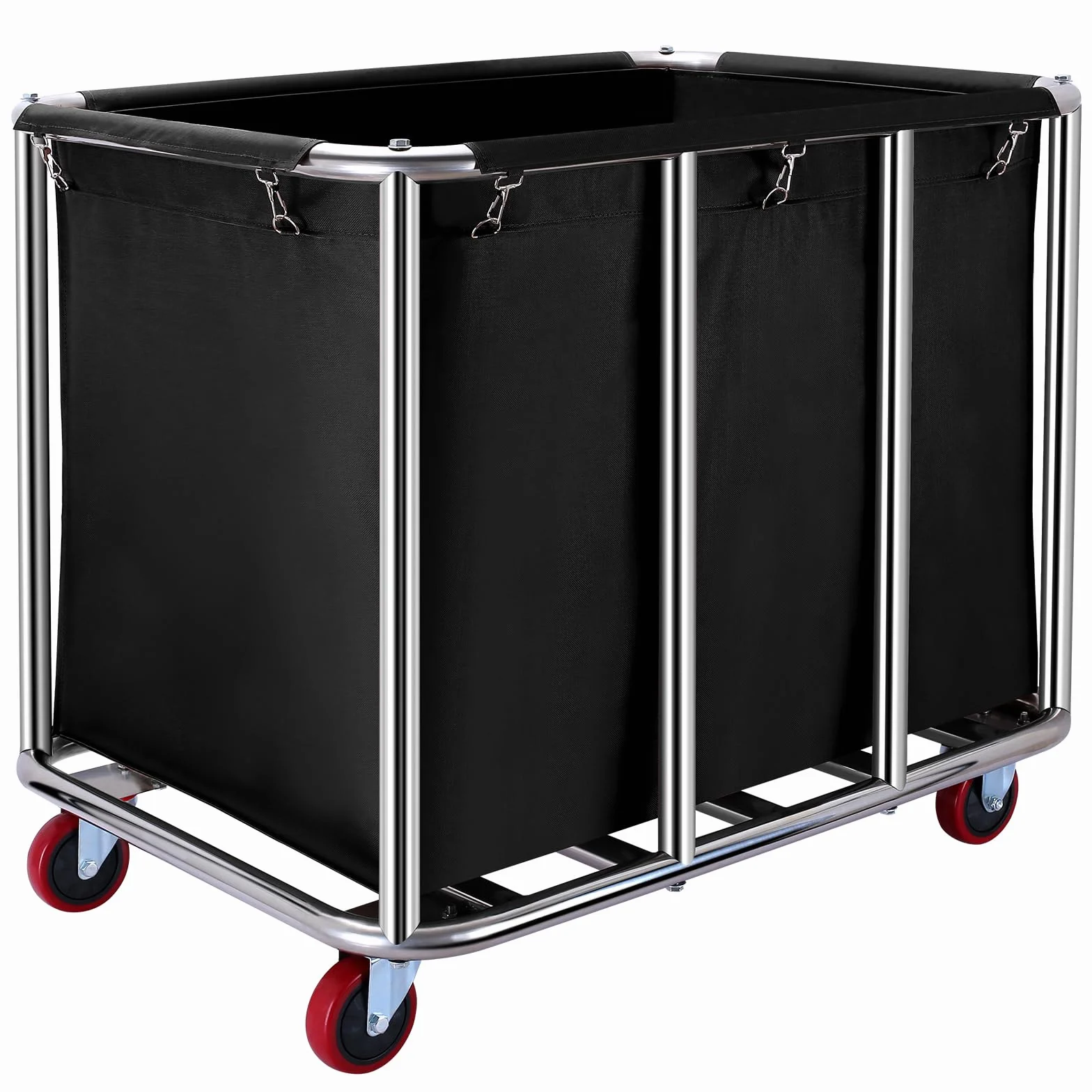 JJSMKCH Commercial Laundry cart with Wheels,440L Large Laundry cart,Black | 400LBS Industrial Laundry cart,Commercial Laundry Hamper with Steel Frame and Waterproof Oxford Cloth for Home Hotel