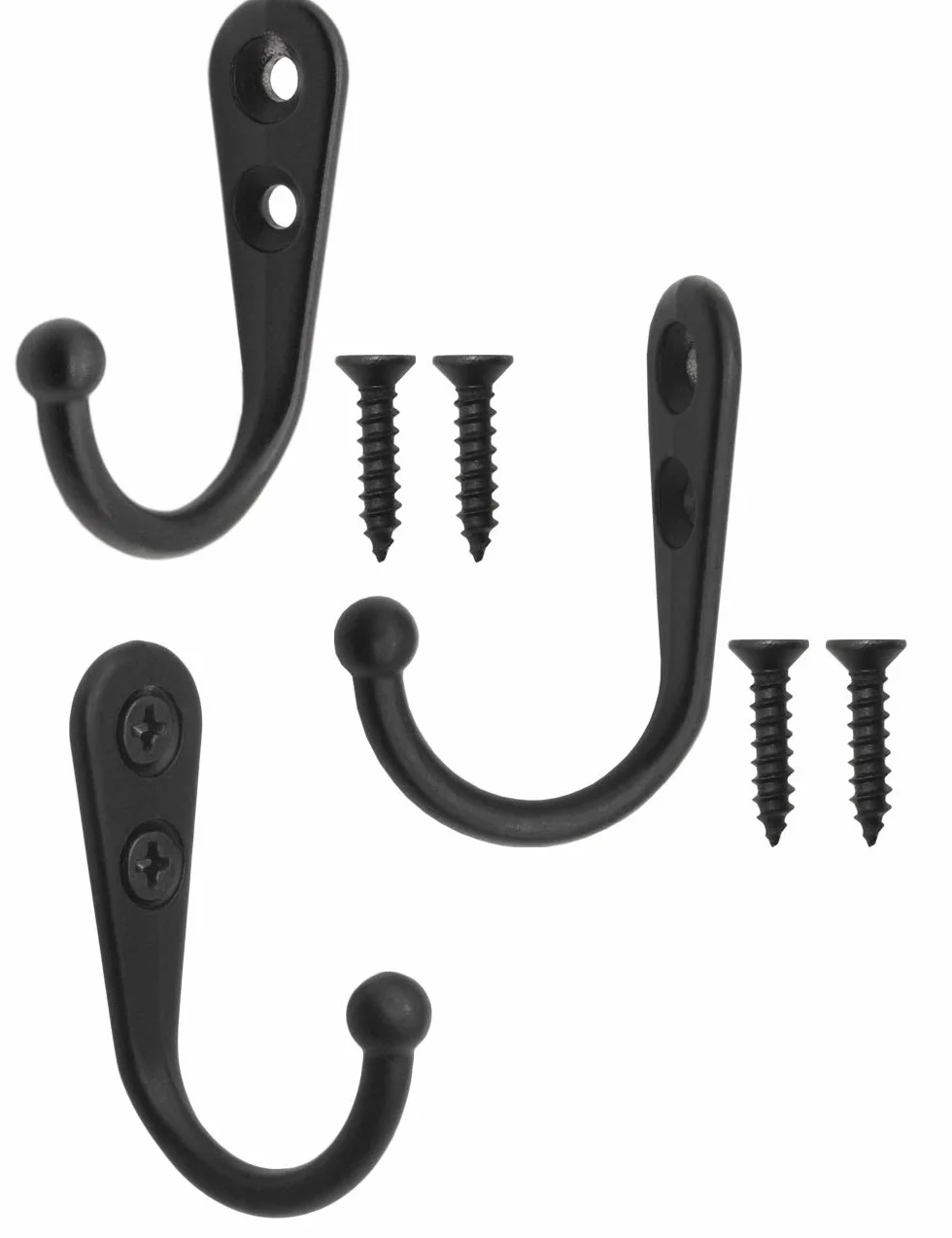 Fuxxer 10x Klassische Eisen-Haken für Garderobe, Handtücher, Deko, 42x26mm schwarz