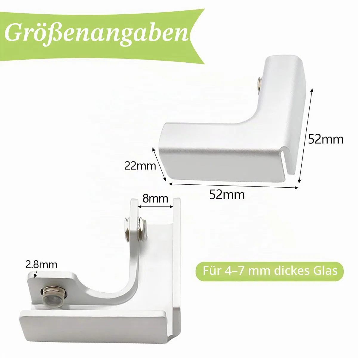Aluminiumlegierung Glasklemme, 4 Stück, 90 Grad Einstellbar für Aquarien, Glas-Windschutz, Glas-Vitrine, 4-7 mm Dicke