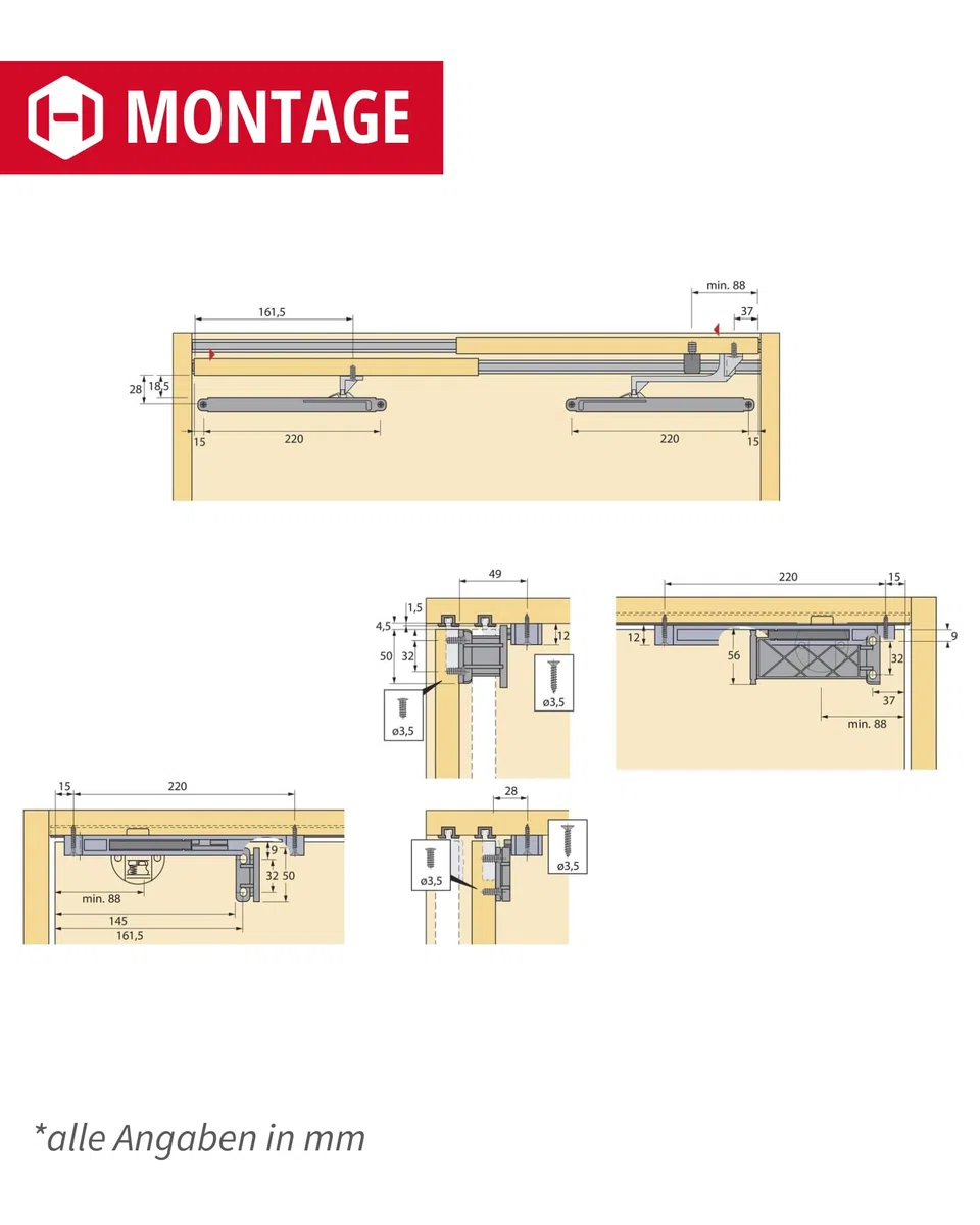 Gedotec Laufrollen Schiebetür-Laufwagen Schrank Laufteil Slide Line 55 für Schiebetür-System | Rollen für Laufschiene unten 15 kg | Kunststoff braun | 2 Stück - Laufwerk für Möbel-Schiebetüren
