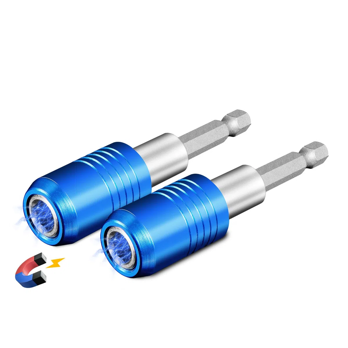 2 Stücke Magnetischer Schnellwechsel-Impact-Bithalter, 2,5-Zoll bit halter für 1/4-Zoll-Sechskantschaft, Ideal für Schraubendreherbits, Muttern, Bohrer und Steckschlüsseladapter