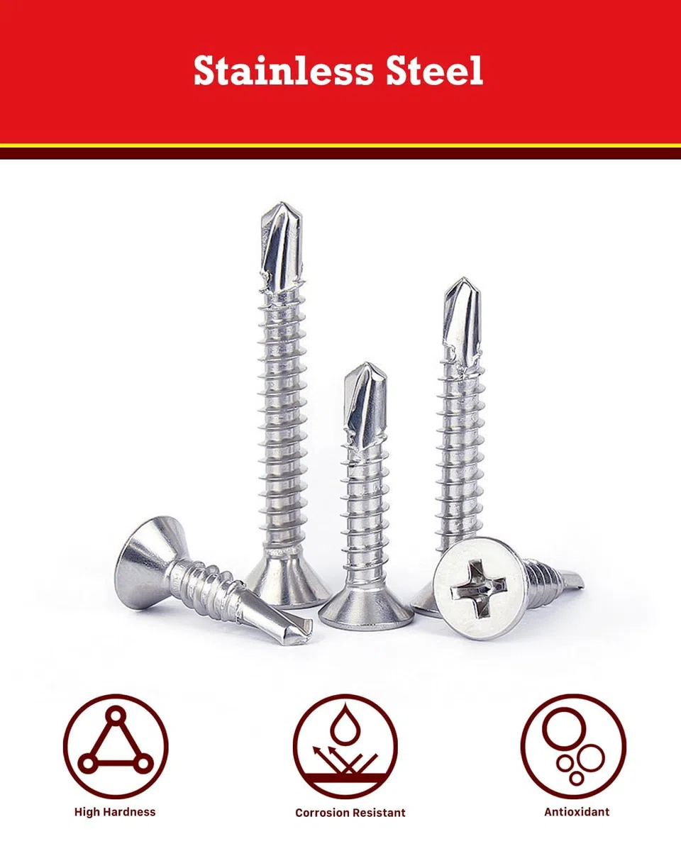 280 Stück Selbstschneidende Schrauben Kit, Edelstahl Blechschrauben Selbstschneidend, M4.2 Selbstbohrende Bohrschrauben (32mm/25mm/19mm/16mm/13mm) für Holz, Metallplatten, Dachfenster