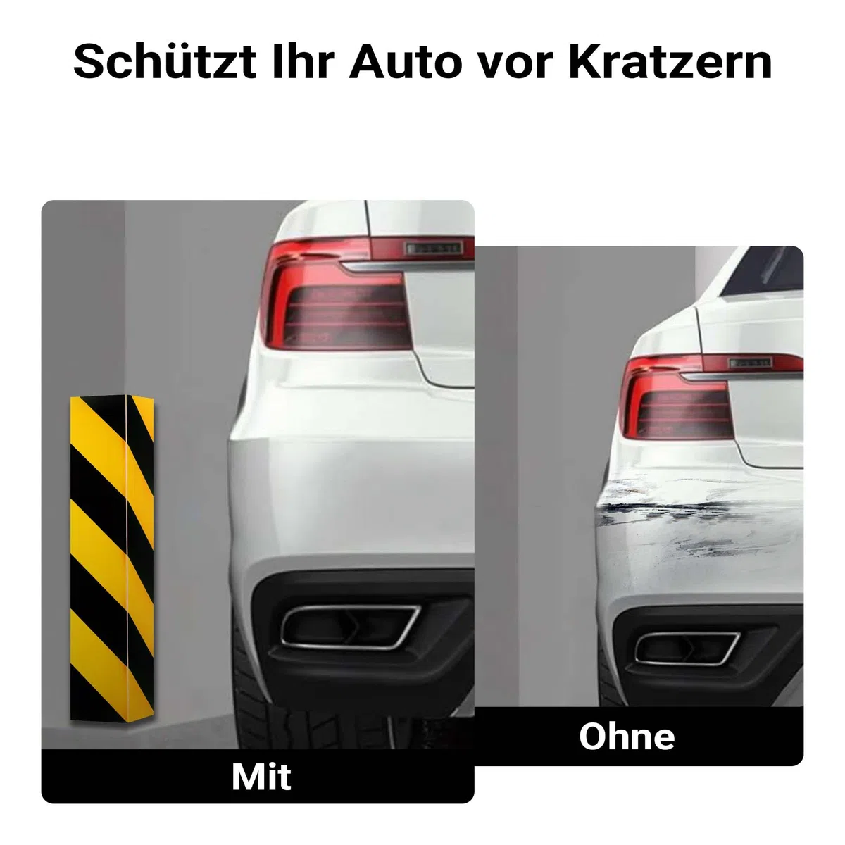 Wiltec Garagen Wandschutz 4 Stück je 400 x 75 x 20 mm, 4er-Set selbstklebender Türkantenschutz für Ihr Auto aus robustem EVA-Material, Einparkhilfe Garage