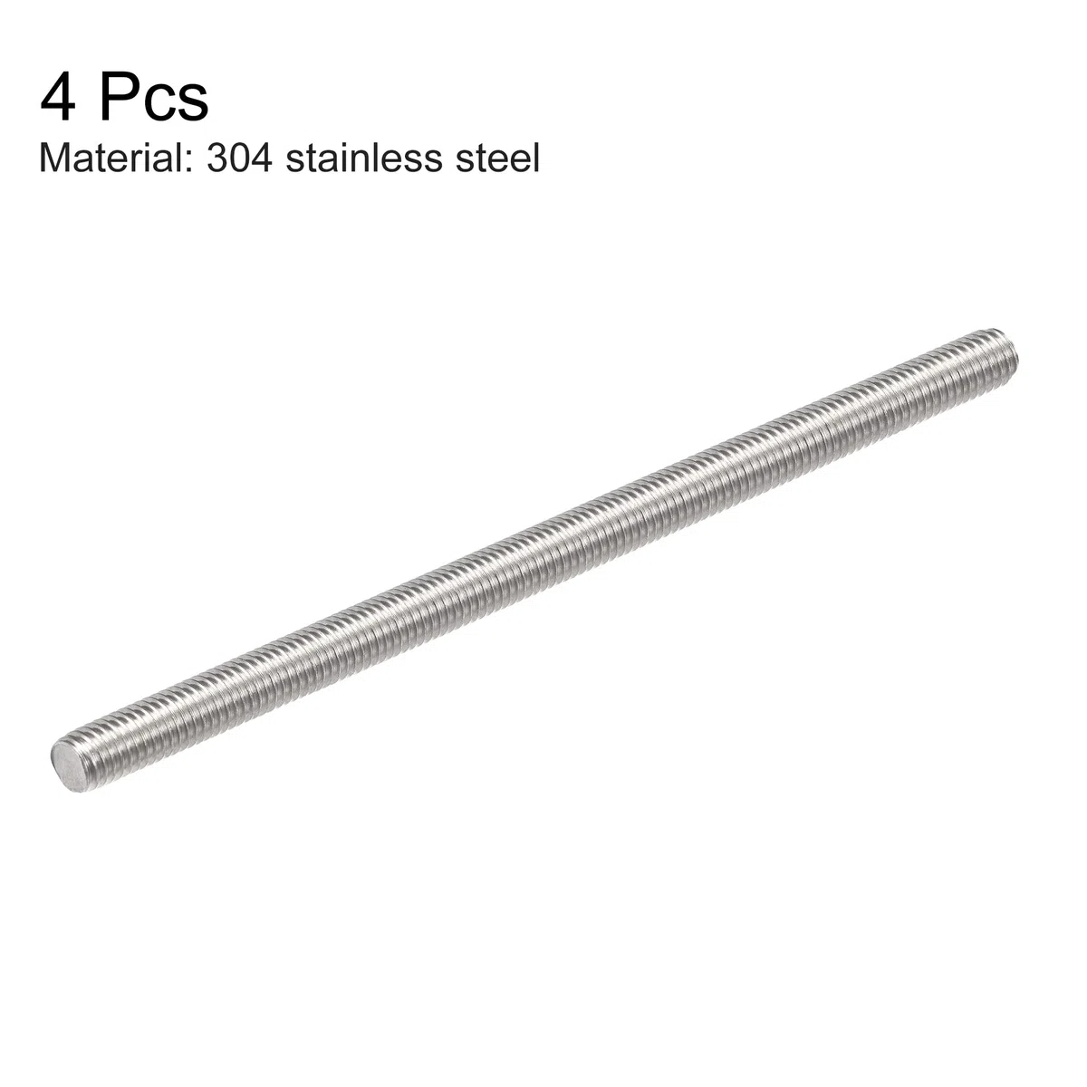 sourcing map 4 Stück Voll Gewindestange M8 x 150mm 304 Edelstahl Rechtsgewinde