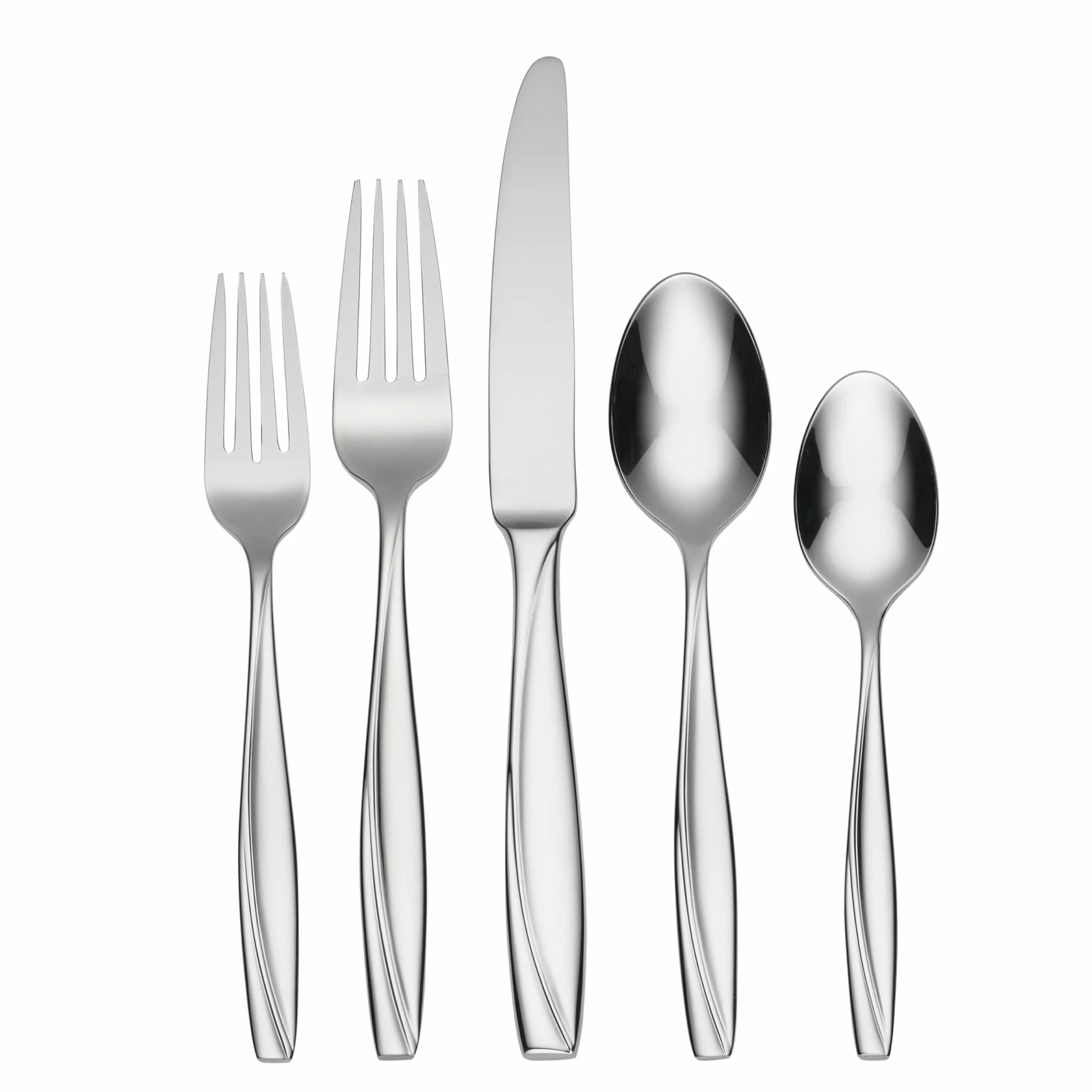 Oneida Camlynn Mirror 45 Piece Casual Flatware Set, 18/0 Stainless, Service for 8,Silver | mirror finish, dishwasher safe | includes serving spoons and utensil set | cutlery set, wedding silverware