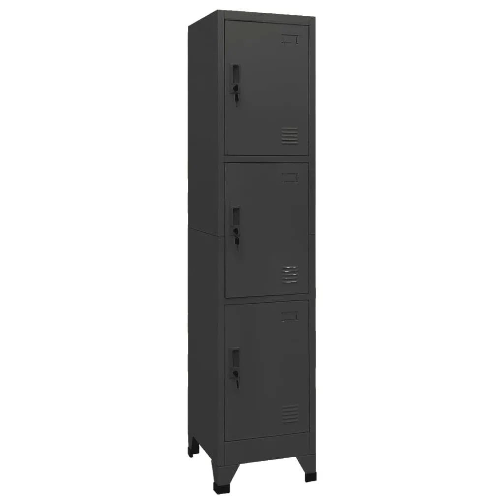 Schließfachschrank Anthrazit 38x45x180 cm Stahl Aktenschrank Werkzeugschrank Vorratsschrank Metallschrank BüRoschrank Werkstattschrank Aktenschrank AbschließBar Schrank Schmal mit 3 Fächern