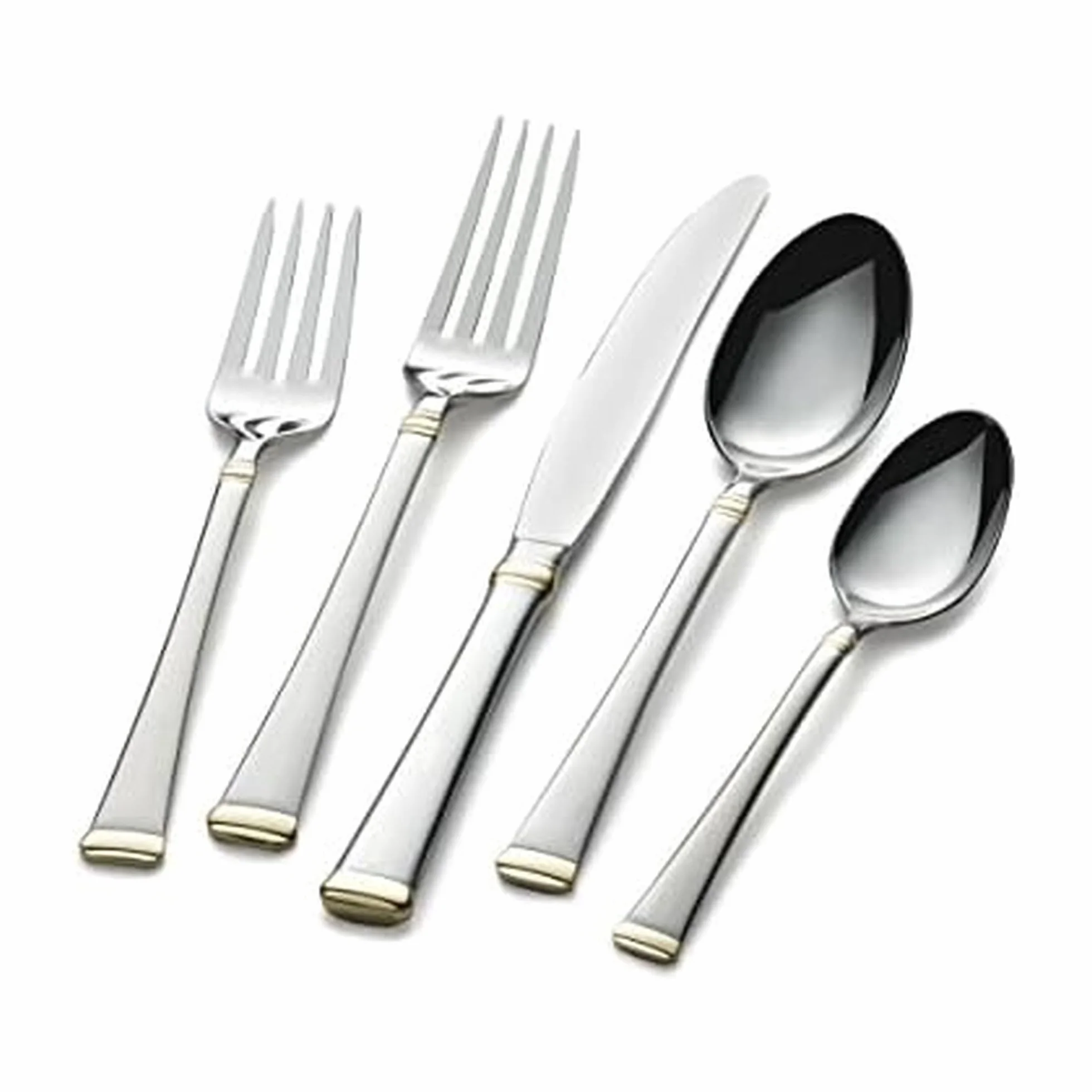 Mikasa Harmony 65-Piece Flatware Set for 12, 18/10 Stainless Steel Silverware with Gold Accent Handles, Service for 12 with Serving Utensils, Dishwasher Safe