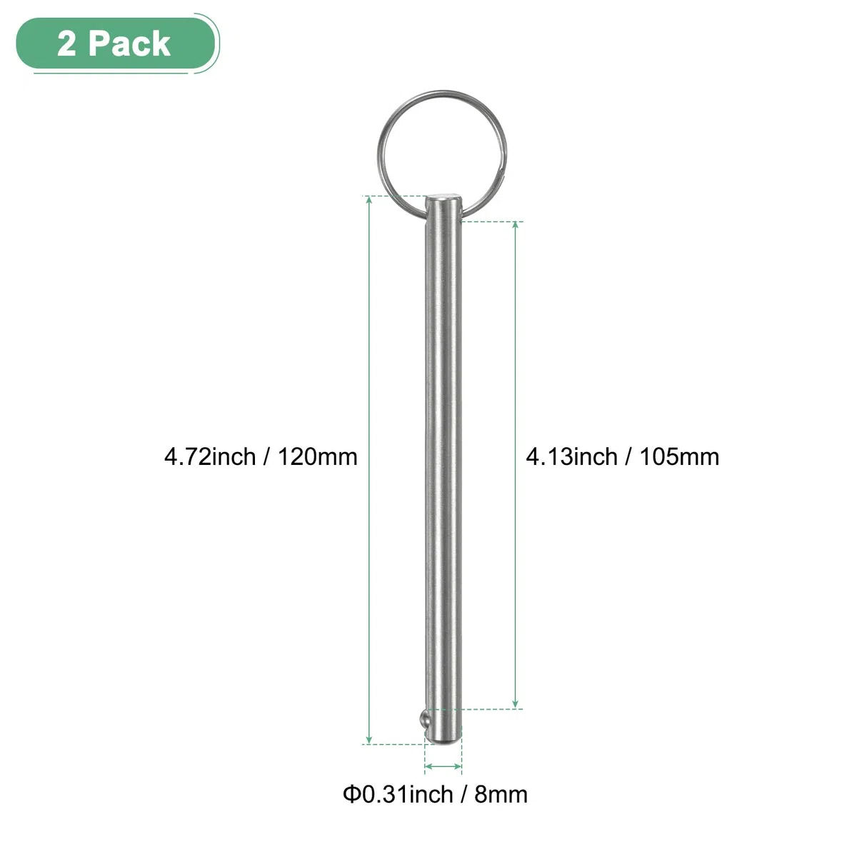 M METERXITY 2er-Pack Schnellspannstifte, 5/16" [8mm] Durchmesser, 4,13" [105mm] Verwendungslänge Bimini Top Stift 4,72" [120mm] Gesamtlänge 304 Edelstahl