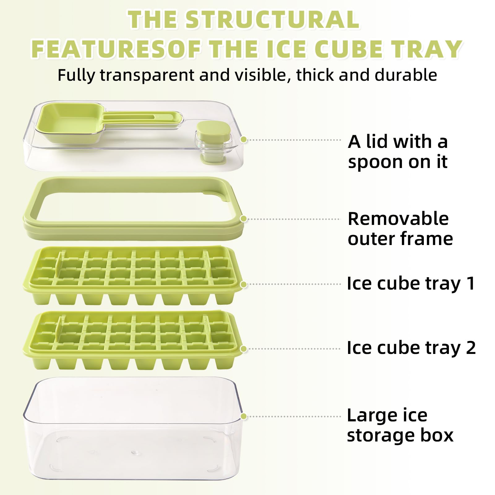 Elevated Ice Cube System with Storage & Scoop