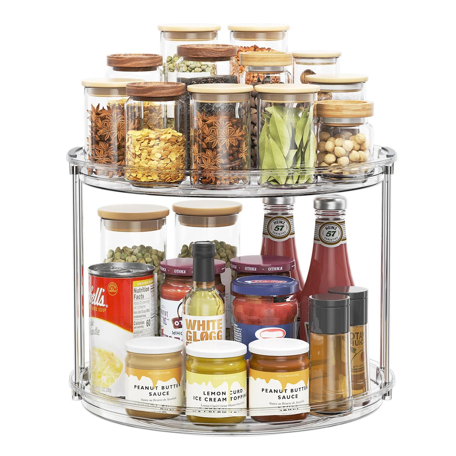 Elegant Two-Tier Rotating Organizer, Grey