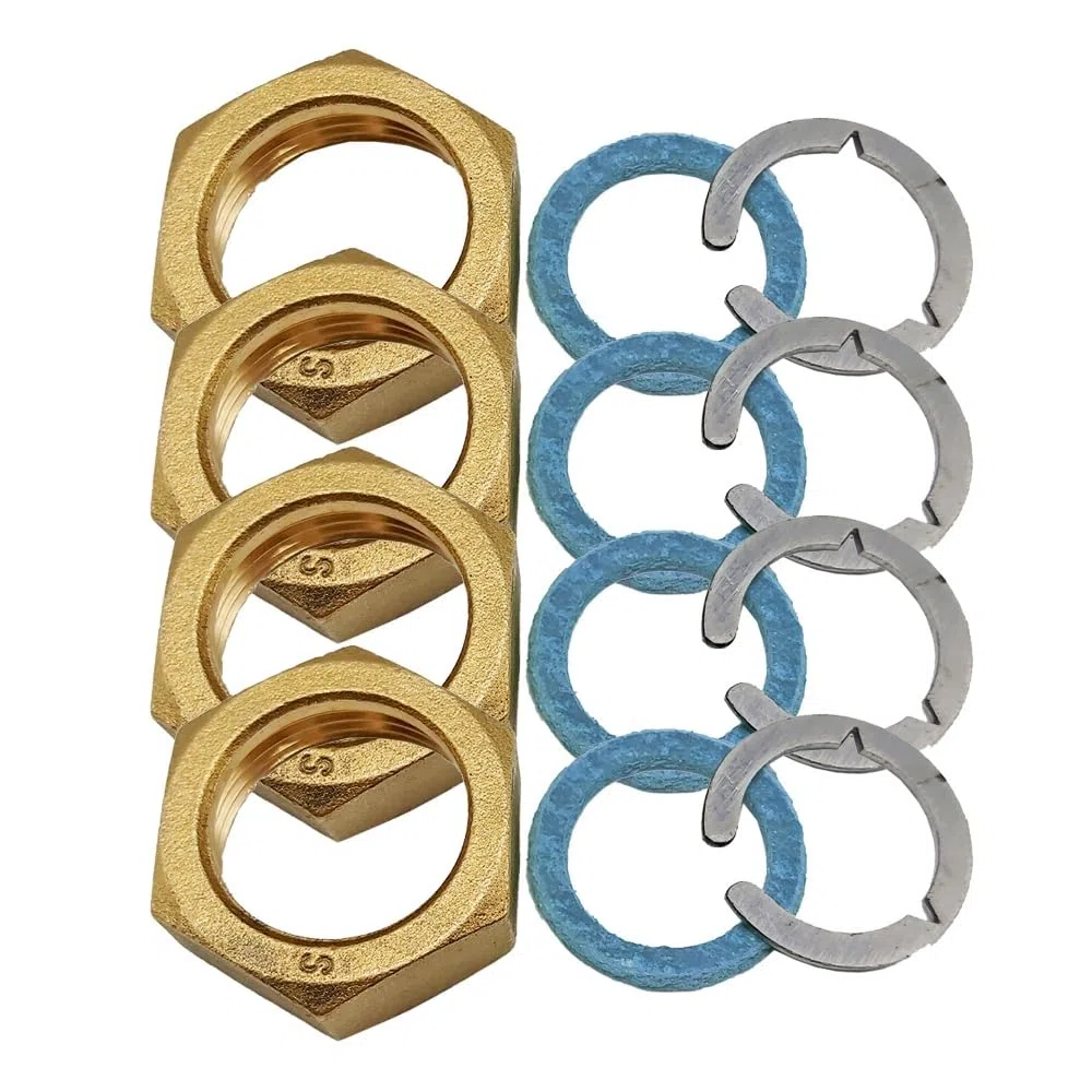 4er-Set 1 Zoll Überwurfmuttern DN20 Edelstahlwellrohr + Segmentringe & Dichtung bis 260°C