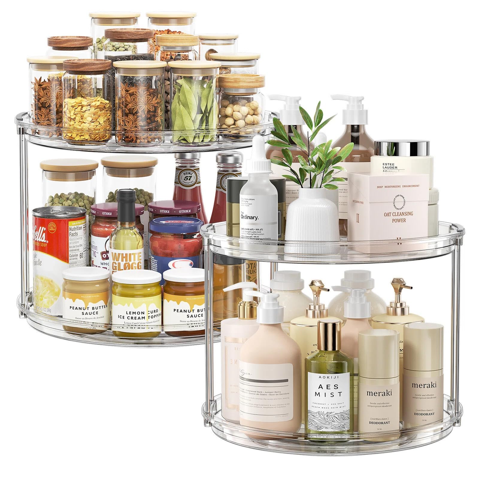 Elegant Two-Tier Rotating Organizer, Grey