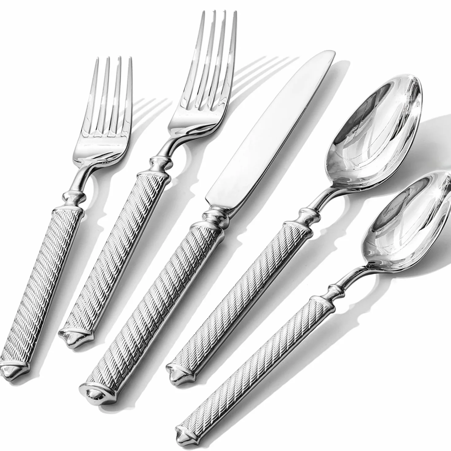 Silverware Set for 8, 40 Piece Flatware Set, 18/10 Stainless Steel | Retro Rope Handles, Hot Forged, Mirror Polished, Dishwasher Safe, Rust Resistant, for Home, Weddings & Housewarming
