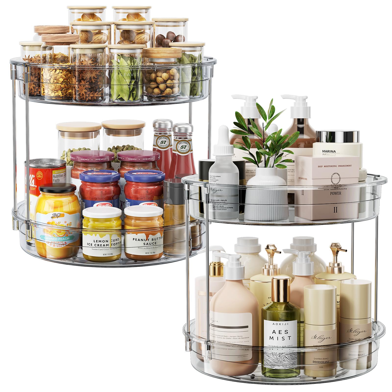 Elegant Two-Tier Rotating Organizer, Grey