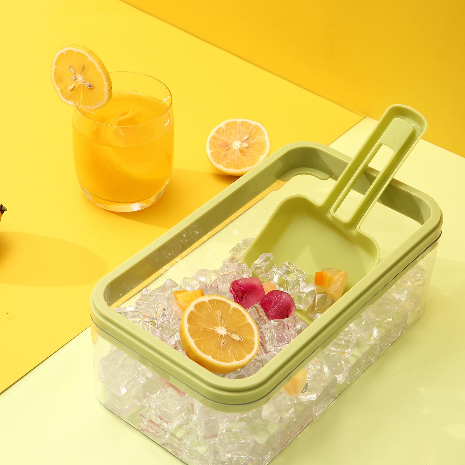 Elevated Ice Cube System with Storage & Scoop