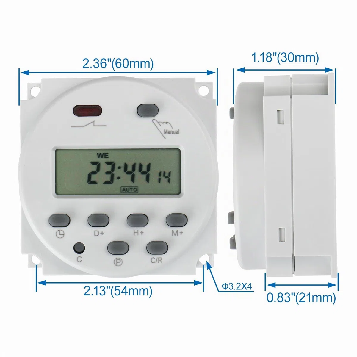 Baomain CN101A Programmierbares Timer-Relais, Eingang 12 V DC/AC Eingang, Ausgang 200-250 V 16 A, LCD-Display, täglich/wöchentlich