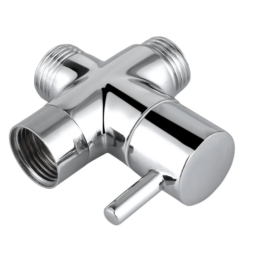 3 Wege Umschaltventil G 1/2 Zoll Ventil Umschaltventil Messing Massiv Dusche Adapter Brause Ersatzteil Chrom poliert
