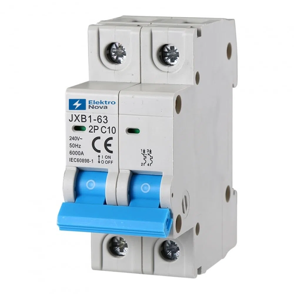 ELEKTRONOVA Leitungsschutzschalter 2P C10 10A 6kA - 2 Module DIN - 220V