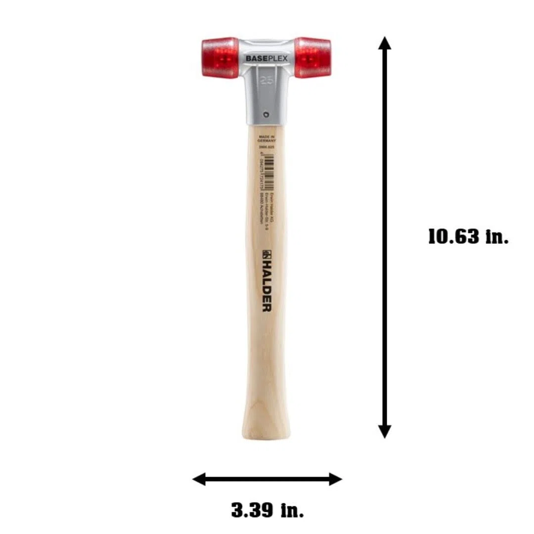 BASEPLEX-Schonhammer, Celluloseacetat/celluloseacetat mit Zinkdruckguss-Gehäuse und Holzstiel | D=25 mm | 3906.025
