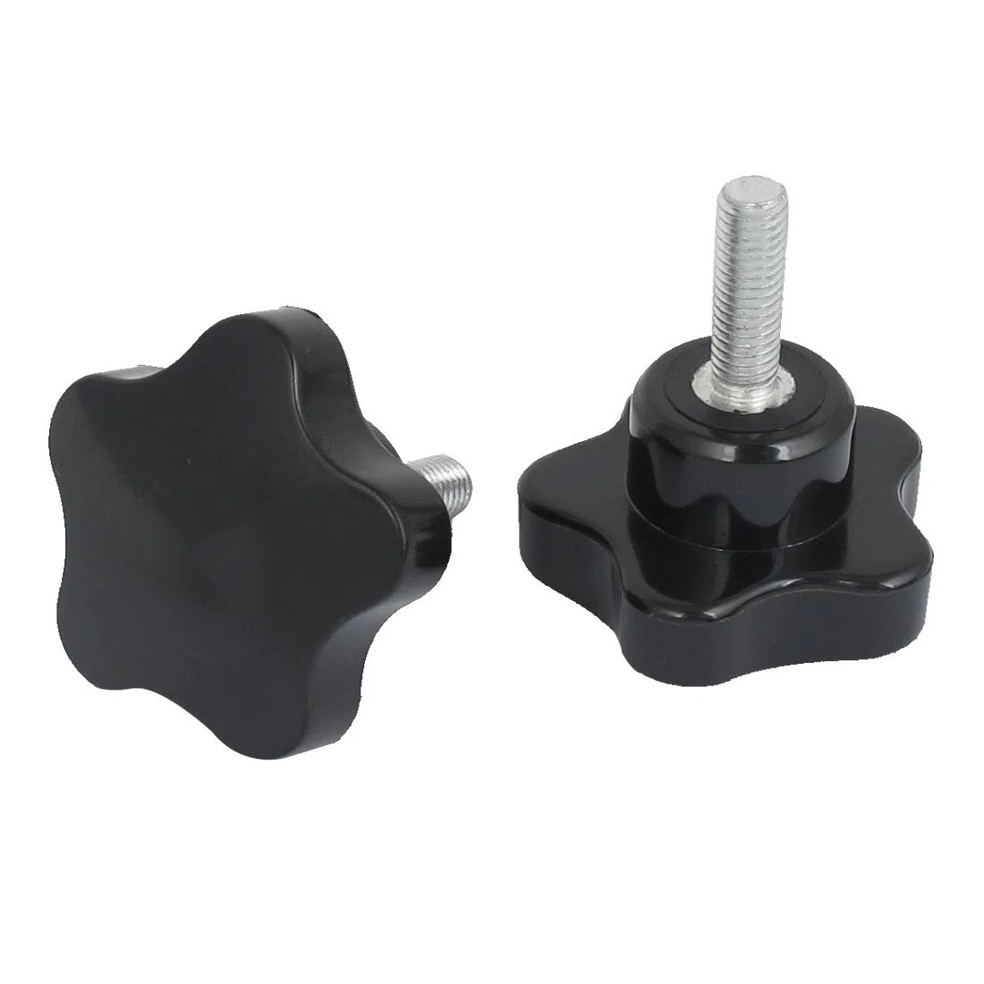 sourcing map 50mm M8 x 25mm Außengewinde SternKopf Schraube auf aufspannung Regler – Schwarz/Silber Ton (2 Stück)