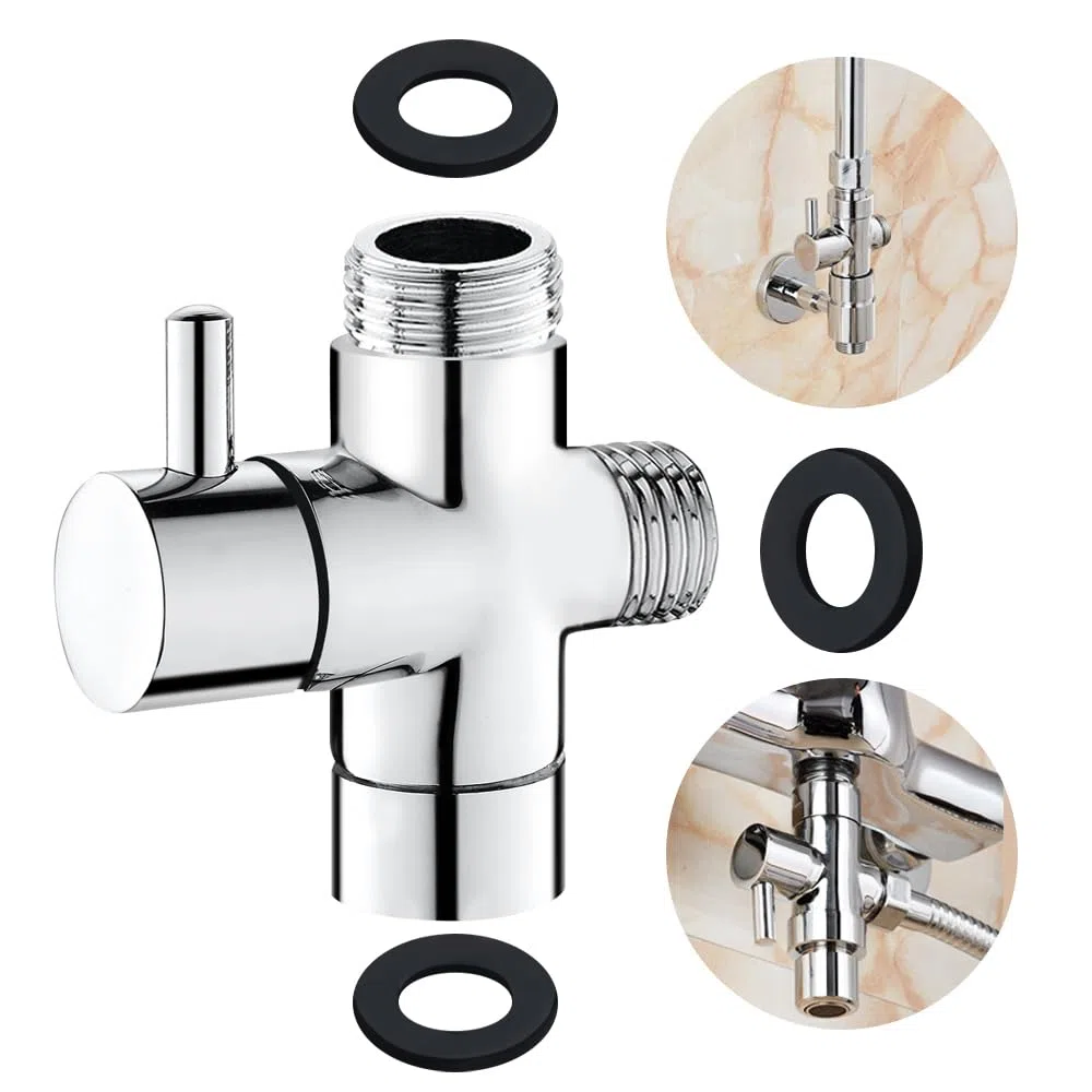3 Wege Umschaltventil G 1/2 Zoll Ventil Umschaltventil Messing Massiv Dusche Adapter Brause Ersatzteil Chrom poliert