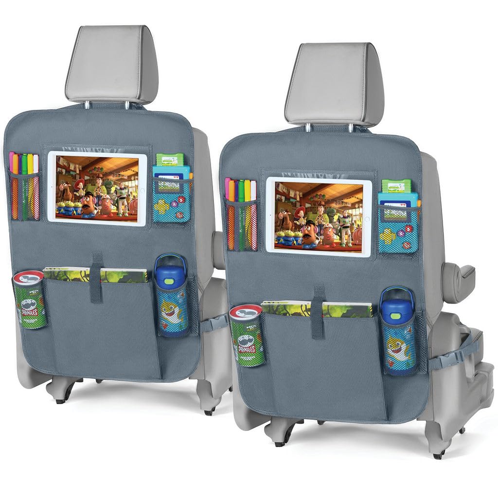 Elegant Grey Vehicle Seat Back Organizer & Protector