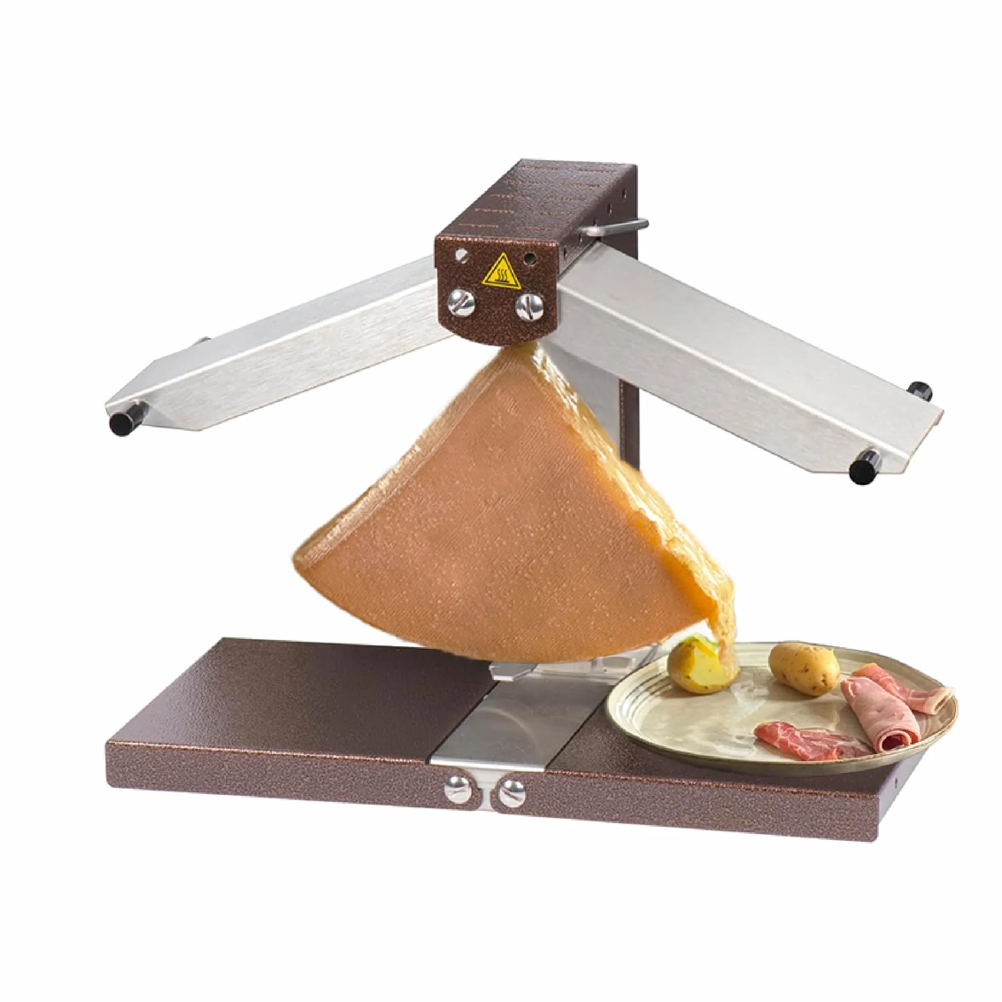 BRON COUCKE - Original Raclette Cheese Melter "Brézière"- Traditional French Raclette For Quarter Wheel – 4-Person - Adjustable Heating Rods - Foldable - Safety Switch - 110V