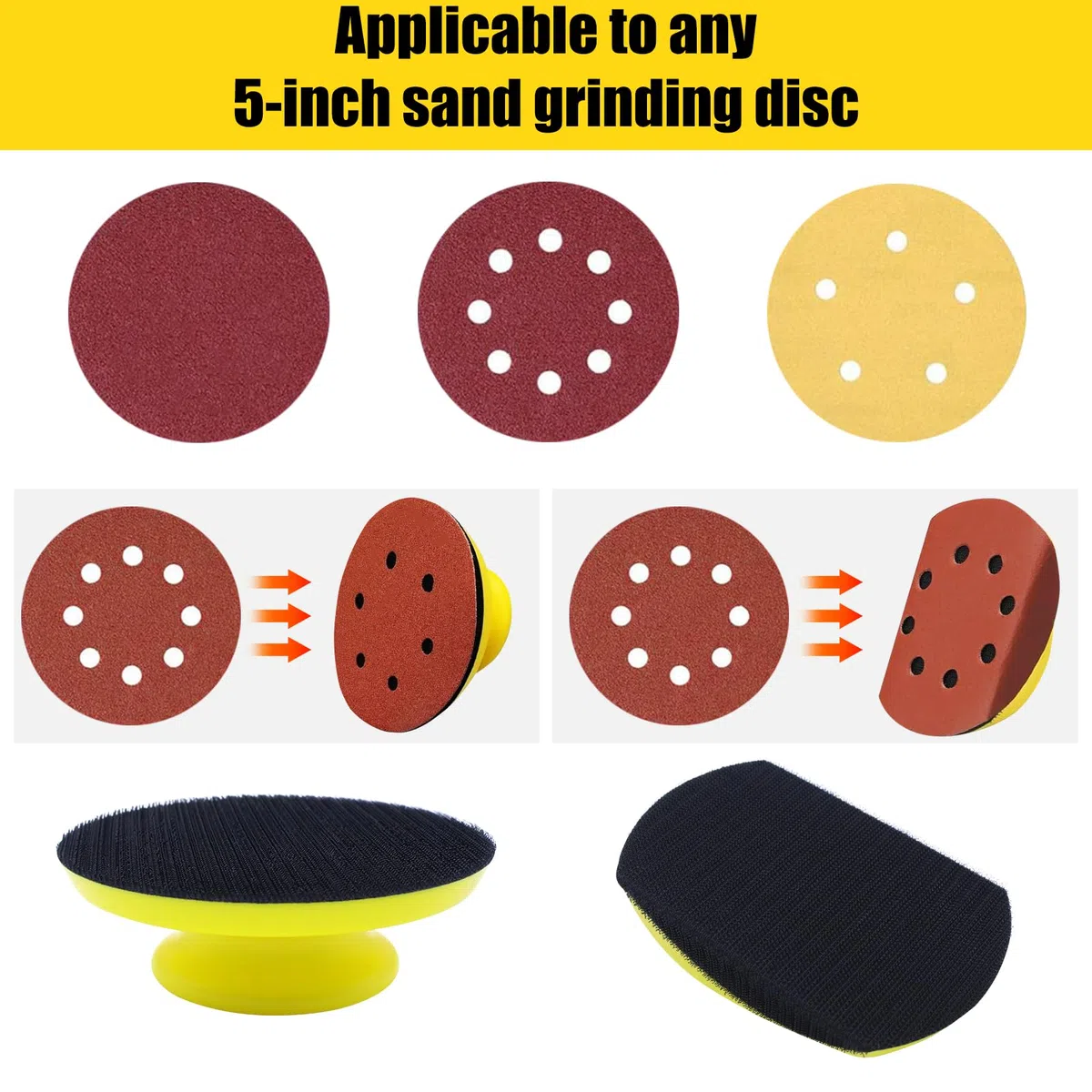 WYFXY® 2 Stück Schleifklotz Klett, 5 Zoll Handschleifer mit Haken Schlaufe Handschleifblock Mausförmiges und Runden für Polish Schleifscheiben, Basteln, Holzarbeit, Auto