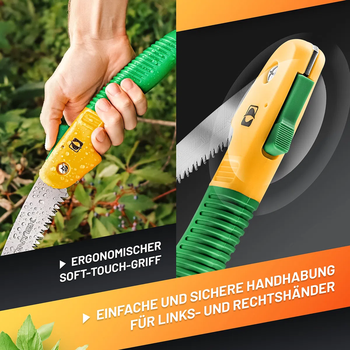 GRÜNTEK HAI 180mm Klappsäge Astsäge – Handsäge, Holzsäge, Baumsäge, Gartensäge, Outdoor Säge & Campingsäge, Taschensäge, klappbar, Säge, Faltsäge, pruning saw, pocket saw