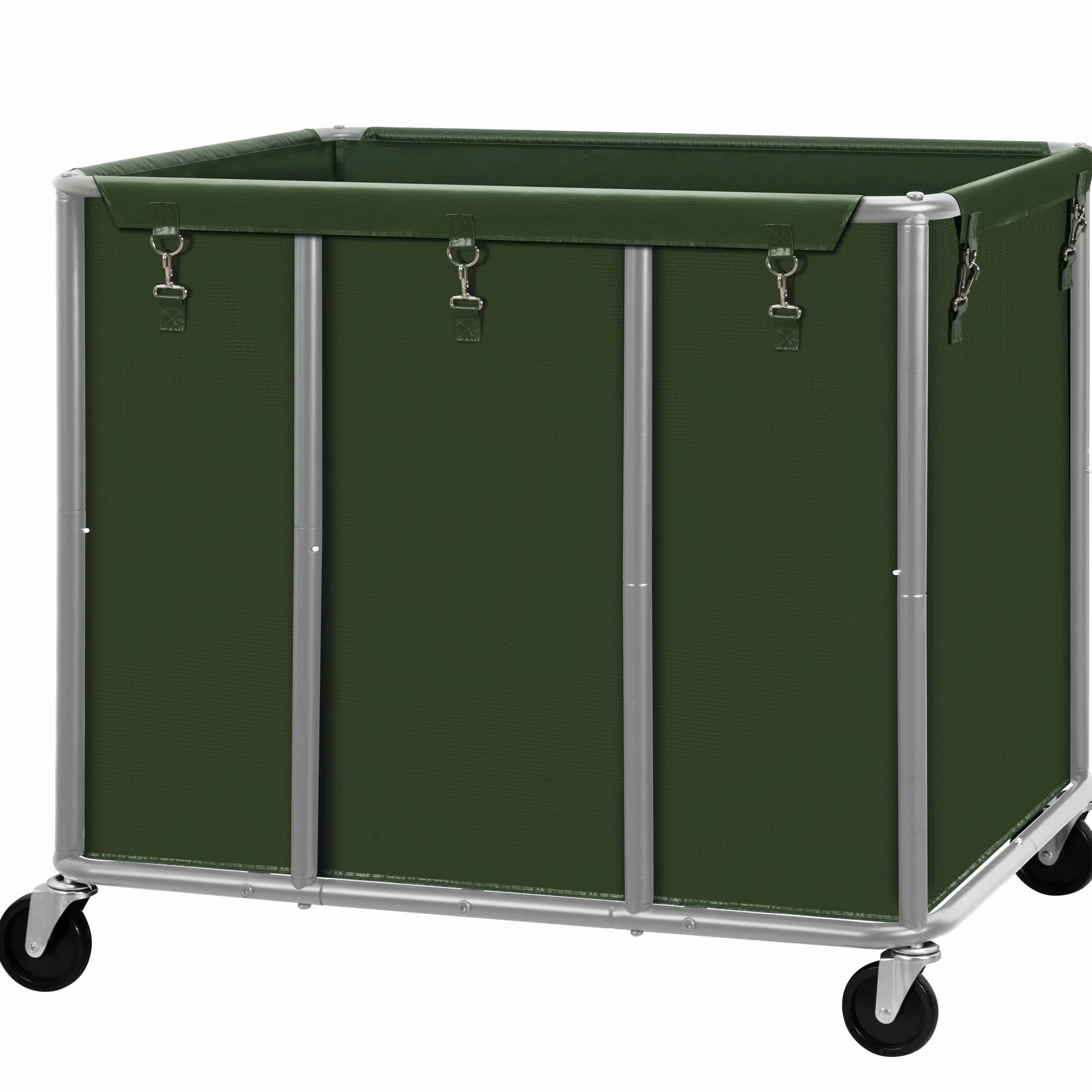 STO STO Commercial Laundry Cart with Lockable Wheels, Large 420L Industrial Rolling Laundry Hamper with Steel Frame, Removable Waterproof Bag, 400 lbs Capacity for Hotels, Hospitals, Factories, Green