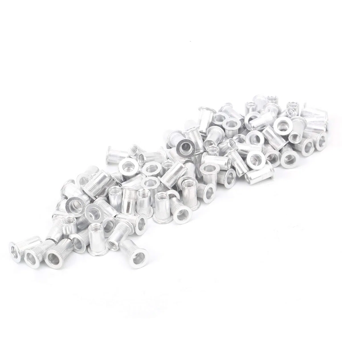 100 Stück M5 Blindnietmuttern Aluminium Flachkopf für Metallplatten Befestigung, Verzinkte Muttern zum Verbinden von Rohren Blechen Hardware-Zubehör robust (100pcs)