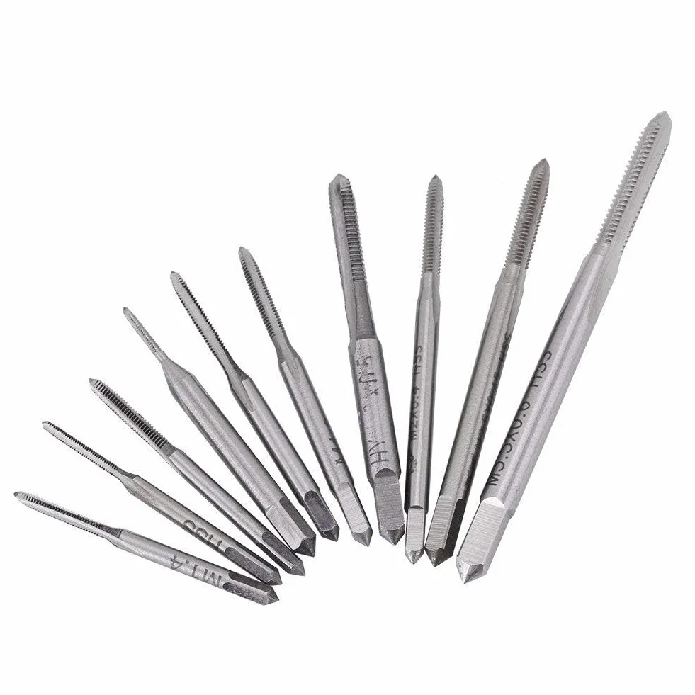 10 Stück Metrischer Gewindebohrer Set Mini Maschinen Gewindebohrer M1/M1.2/M1.4/M1.6/M1.7/M1.8/M2/M2.5/M3/M3.5 Handgewindebohrer für Uhren
