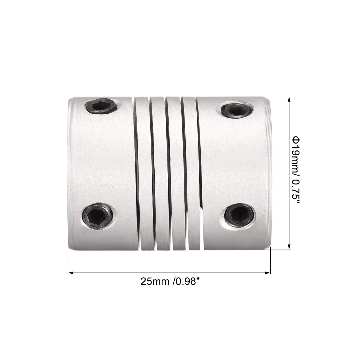 sourcing map 2Stk. 6mm zu 6mm Aluminiumlegierung Stab Flexibel Kupplung Motorsteckerverbindung L25xD19 Silber